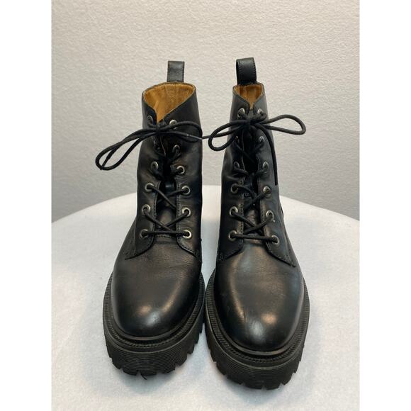 Madewell The Rayna Lace-Up Combat Boot in Black Leather Size 8 - Picture 2 of 9
